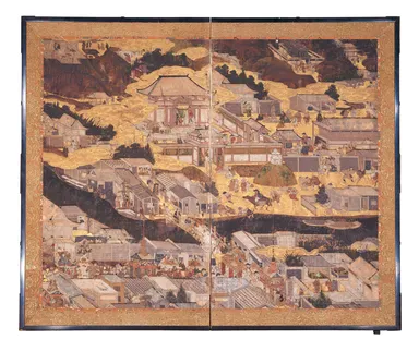 衹園祭の山鉾や方広寺大仏殿が描かれた＜洛中洛外図屏風＞