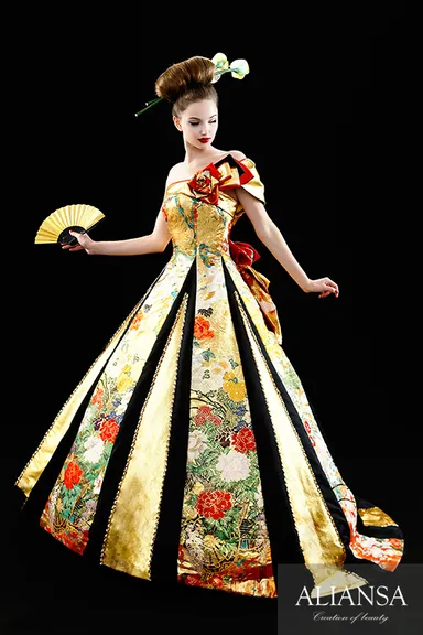 和ドレス　牡丹