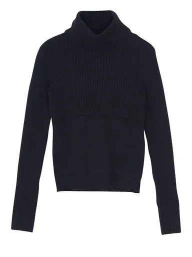 タートルネックレイヤーニット　BLK