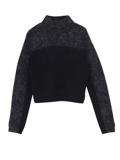 ハイネックブークレーニット　BLK