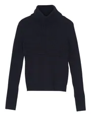 タートルネックレイヤーニット　BLK