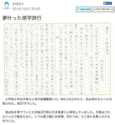 投稿事例(手書き投稿)