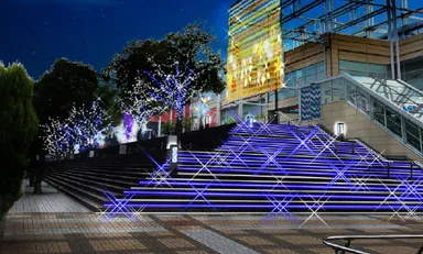 ブルー・ホワイトの清廉な輝きとカラフルな熱帯魚たち