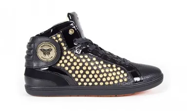 Barons Cuir Perfore Noir Clous Ursula Or Noir