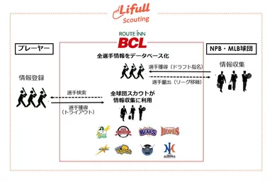 BCリーグにおける「Lifull Scouting」活用イメージ