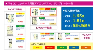 不動産賃貸サイト向け「賃貸アイコンバナー」のテンプレート例