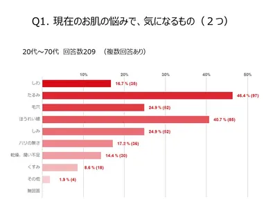 現在のお肌の悩みで、気になるもの
