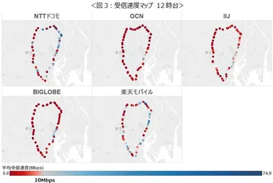 図3：受信速度マップ　12時台