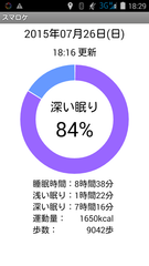 睡眠、運動量、歩数確認画面