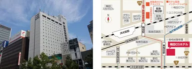 ホテル外観（左）　／　周辺地図（右）
