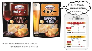 『雪印北海道100 芳醇ゴーダ クラッシュ』『雪印北海道100 チェダー クラッシュ』