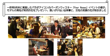 一昨年5月末に実施したバラがアイコンのバーボンウィスキー「Four Roses」イベントの様子
