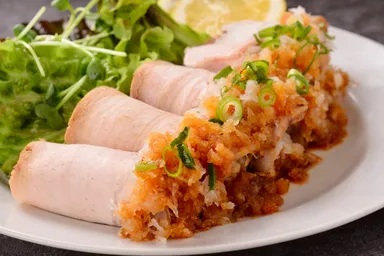 三元豚ひうちべっぴんポークのローストポーク　盛り付け2