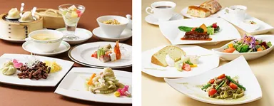 中国料理「桃煌」長命草ランチイメージ（写真左）／スカイレストラン「フィオーレ」長命草ランチイメージ（写真右）