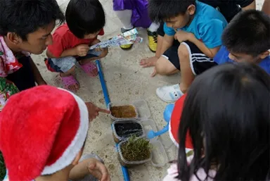 赤土流出対策実験の様子