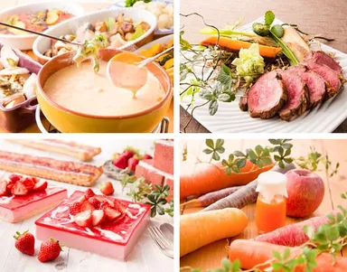 (左上)チーズフォンデュ ／ (右上)１ポンド ブッフロティ