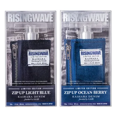 (左)ジップアップ ライトブルー　(右)ジップアップ オーシャンベリー