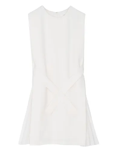 サイドプリーツAラインワンピース　WHITE