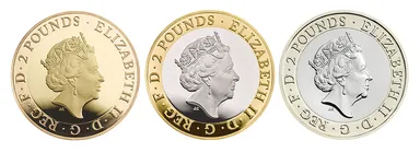 2ポンド2色貨各種表面