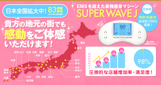 インナーマッスルを直接鍛える「SUPER WAVE J」卸店全国拡大中！80店舗