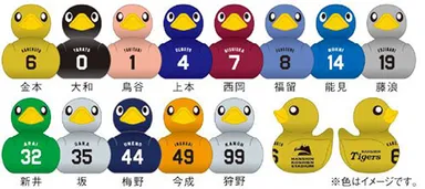 図1.監督・選手名入りアヒル型ボールチェーン