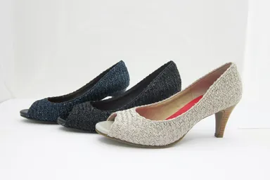 ラウンドオープントゥハイヒールパンプス