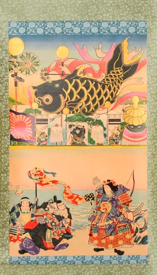 高価な武者人形や飾り兜の代わりに飾られた錦絵（御香宮神社蔵）