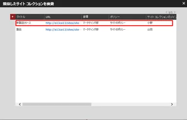 類似したサイトコレクションを検索
