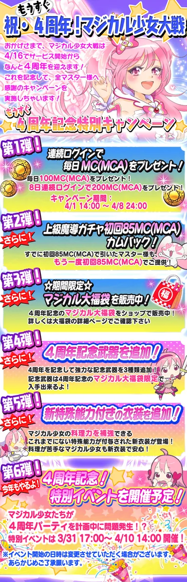 4周年記念キャンペーン 前半 内容