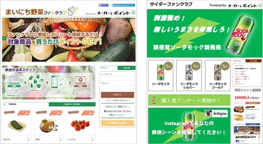 パソコン用 ファンクラブページの一例