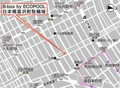 B-box by ECOPOOL 日本橋富沢町の位置図