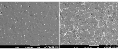 図1　炭素添加の有無による合金組織の比較写真