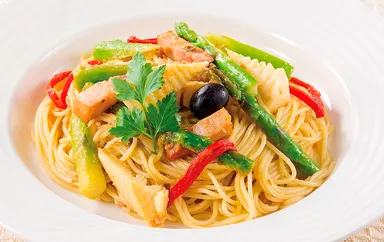 季節野菜のスパゲティ　オリーブソース