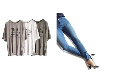 「MIX UP LOGO TEE」「WONDER SHAPE SKINNY DENIM」