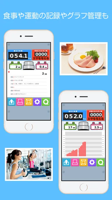 食事や運動の記録やグラフ管理も