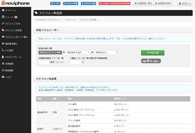 ナビフォン料金表